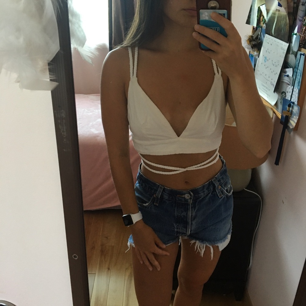Showpo White Strappy Bra Tie Top with Gold Buckle